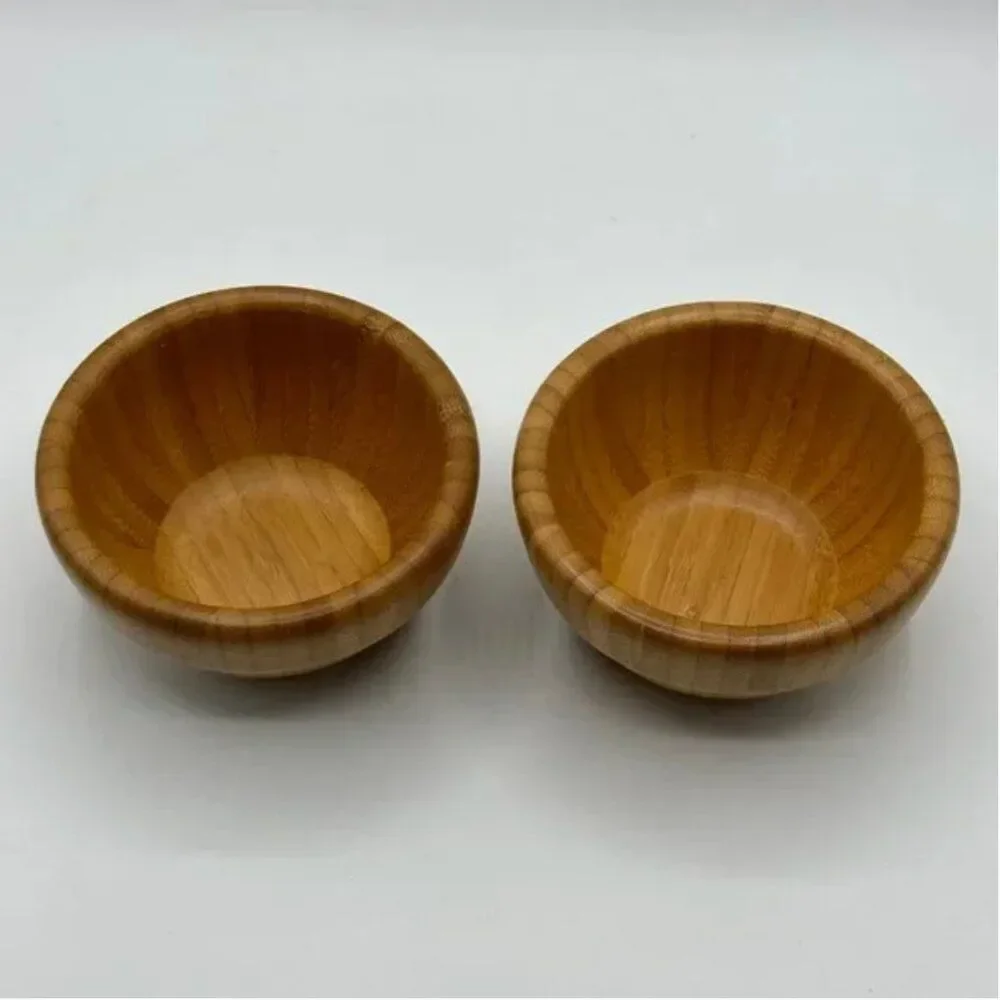 Pair of Pampered Chef Bamboo Party Snack Bowls